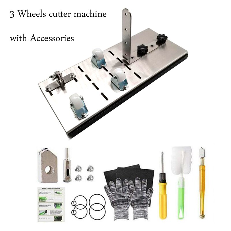Glass Bottle Cutter Adjustable Sizes Metal Glassbottle Cut Machine Crafting Wine Bottles Decorations Cutting DIY Household Tools: 3 wheel accessories