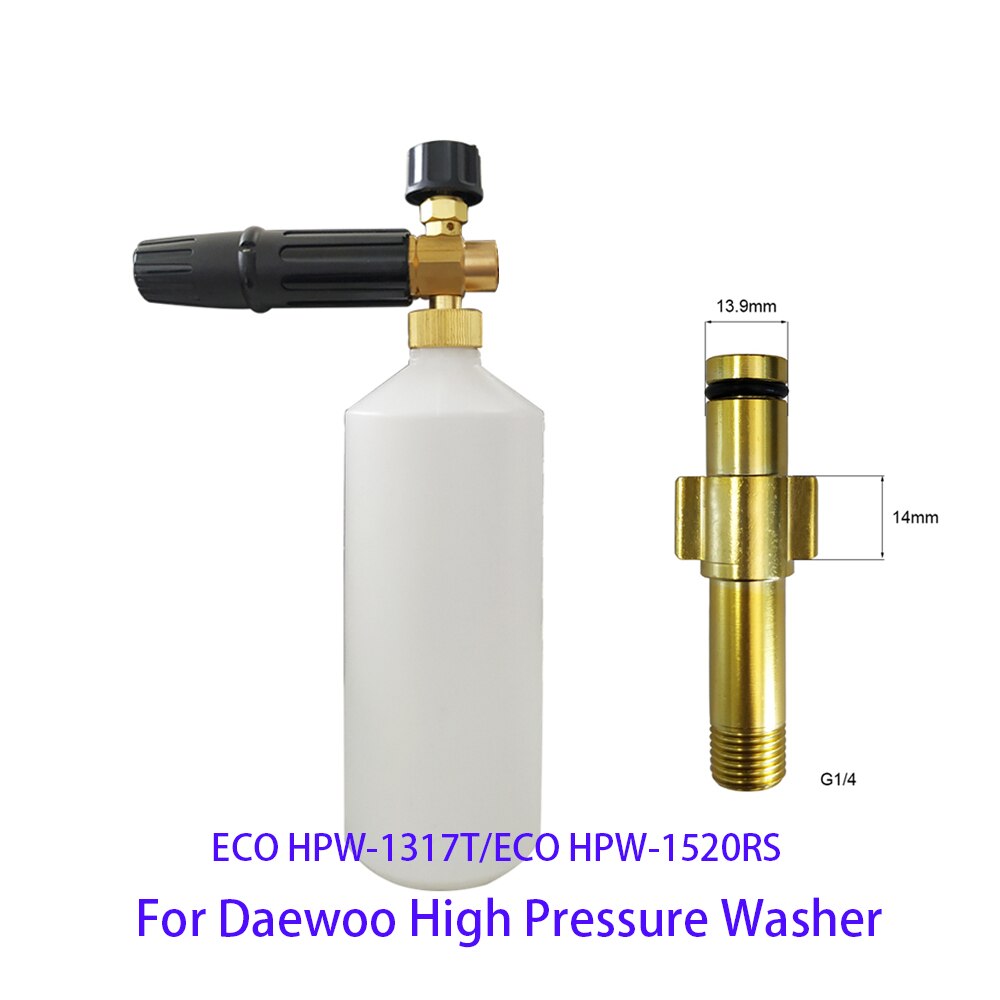 city wolf Foam Nozzle Snow Foam Lance Foam Bottle Sprayer for Daewoo ECO HPW-1317T ECO HPW-1520RS high pressure car washer: aluminum adaptor