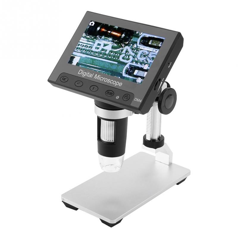 500/1000X Digital Microscope DM4 2MP 4.3 Inch Display Magnifier Electronic Microscope with LED Light