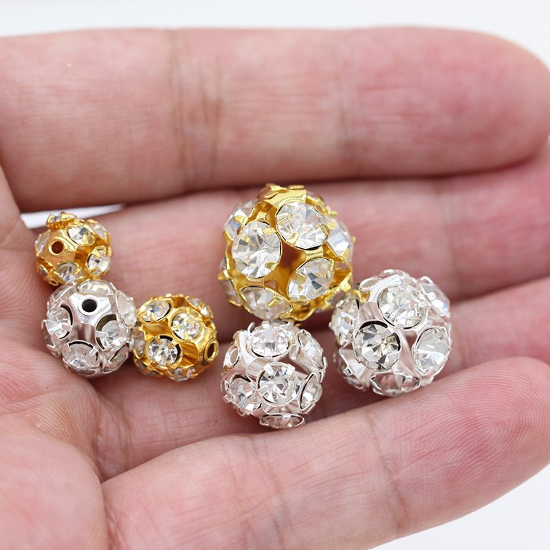20p 6-16mm forgyldte sølvbelagte metalperler beaded diy smykker fund pave diamanter rund spacer løse perler tilbehør levering