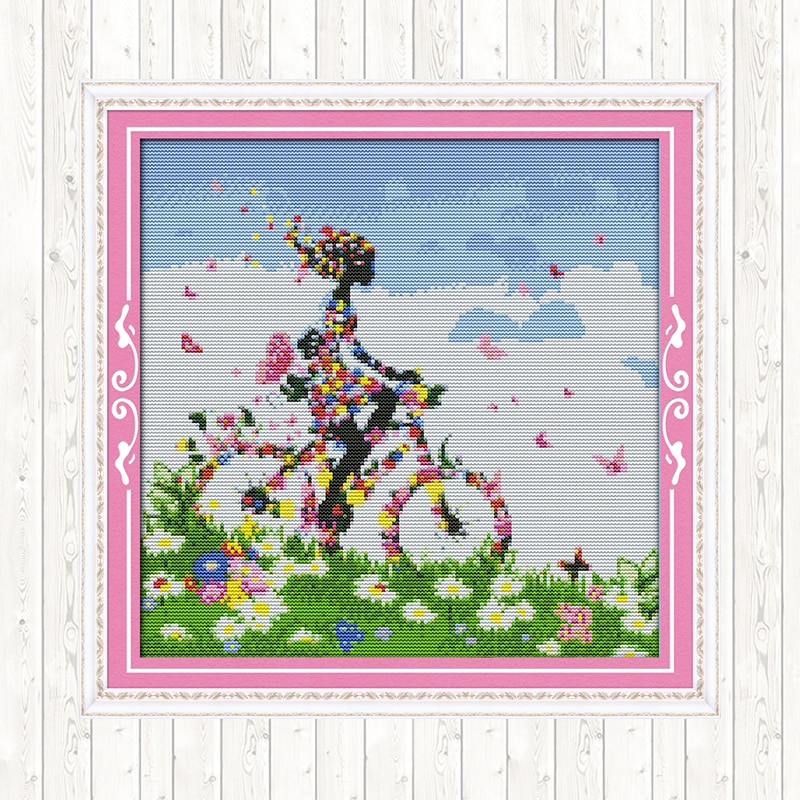 Flower Fairy Cross-stitch Patterns 14ct Printed on Canvas Counted Embroidery Kit Aida Fabric DMC DIY Needlework Kits Home Decor