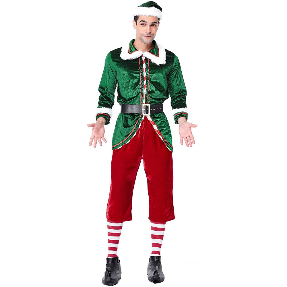 Disfraz de Papá Noel para adultos, disfraz de Navidad para carnaval, diversión en tu de Navidad, Festival de elfo, vestido de lujo para pareja: Man / L