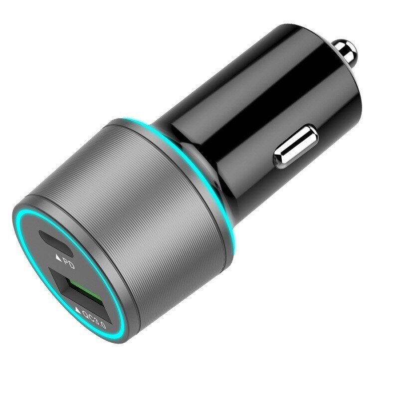 Autolader Pd Autolader QC3.0 Opladen Hoofd Metalen Dubbele Diafragma Dual Port Usb Car Charger
