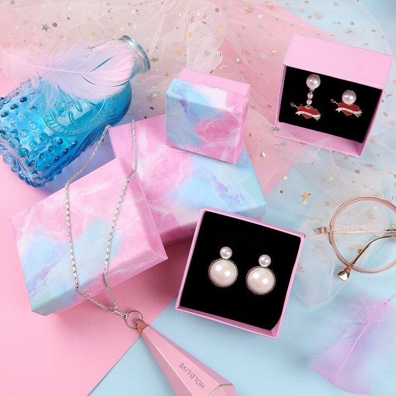 Présentoir en papier coloré, boîte d'emballage pour bijoux, boucles d'oreilles, colliers, Bracelets, ornement