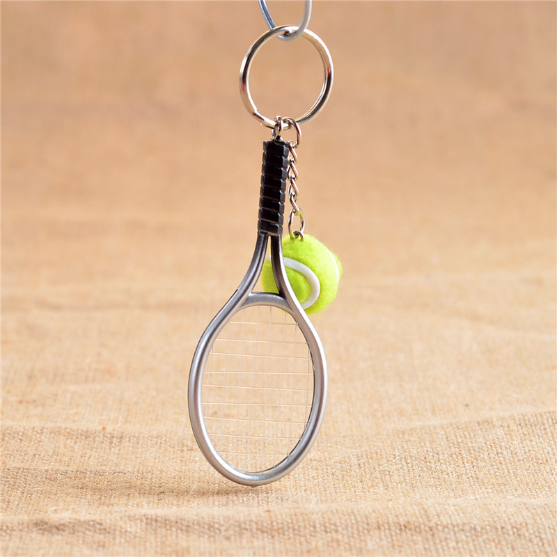 Mini Metalen Sleutel-keten Tennisracket Handgemaakte Souvenir Leuke Tenis Racquet Bal Sleutel Sport Chain Auto Fiets l335OLE