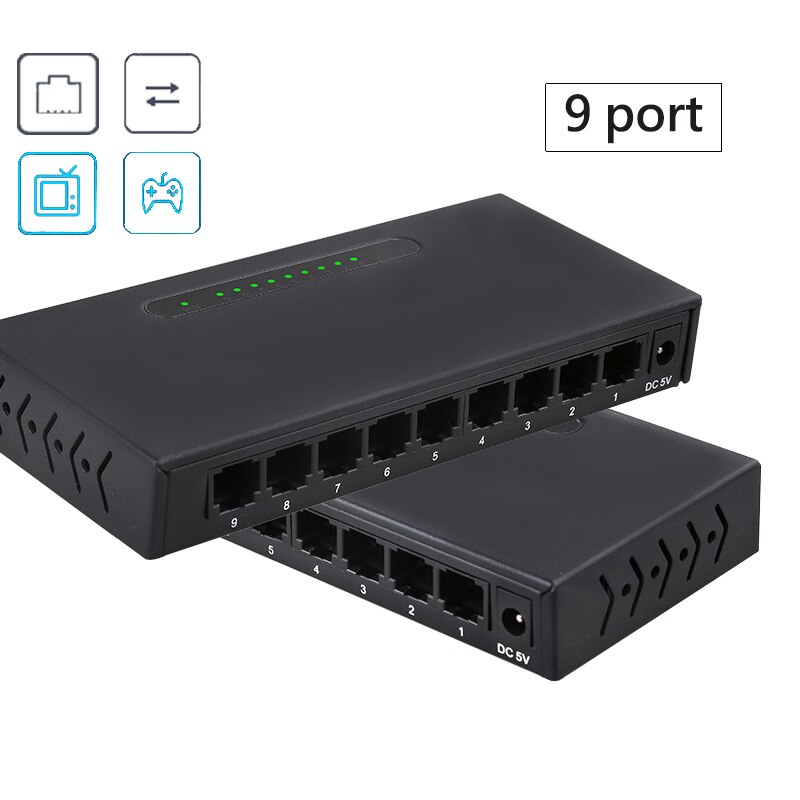 lan switch 100m 9 Port Network Switch LAN hub RJ45 10/100Mbps Full/Half duplex Exchange High Performance Shunt Smart Vlan