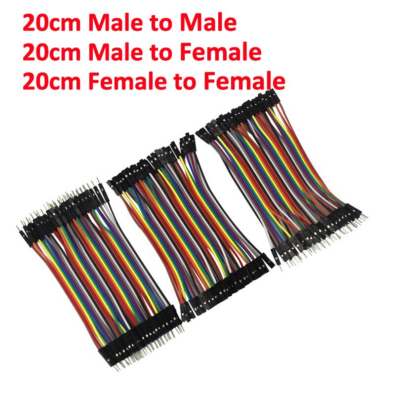 Aokin dupont cabo 10cm 20cm 30cm macho macho fêmea fêmea-fêmea jumper fio conector dupont cabo para arduino: 20cm 120pcs kit