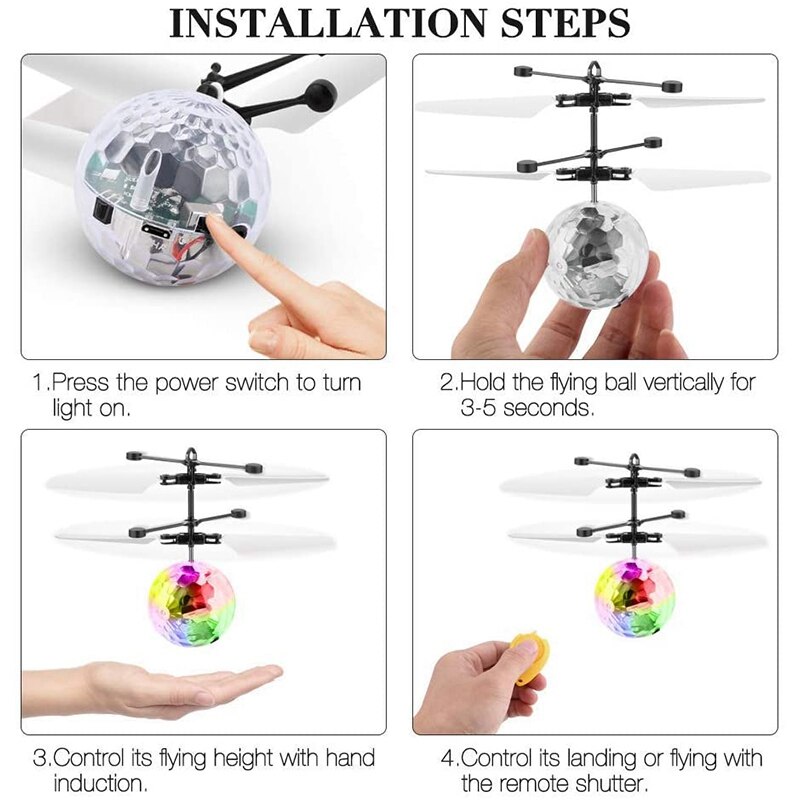 Led Vliegende Bal Speelgoed, Oplaadbare Bal Drones Infrarood Inductie Helikopter