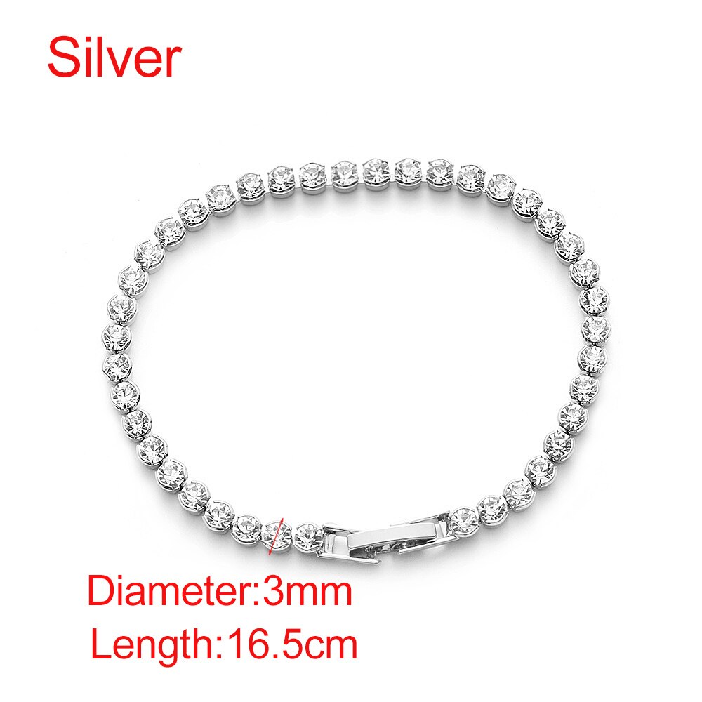 Neue Elegante Dazzling CZ Diamanten Choker Halskette Luxus Tennis Kette Halskette Für Frauen Schmuck Schlüsselbein Kette Halskette: Sliver 3mm bracelcet