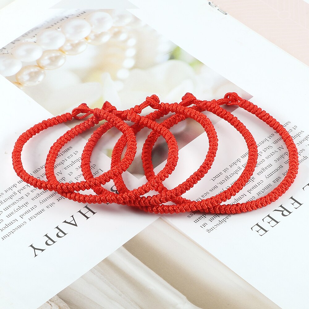 Pulsera trenzada de cuerda roja para hombre y mujer, joyería hecha a mano de la buena suerte, para amigos y amantes, pulseras tejidas, accesorios