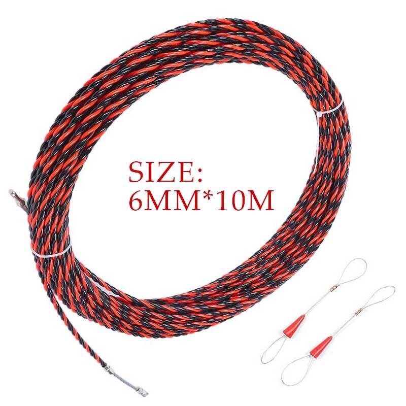 5-50M 6mm Kabel Abzieher Fiberglas Elektrische Kabel Draht Abzieher Elektrische Werkzeug Nylon Elektrische Kabel drücken Abzieher Band Draht: 10M