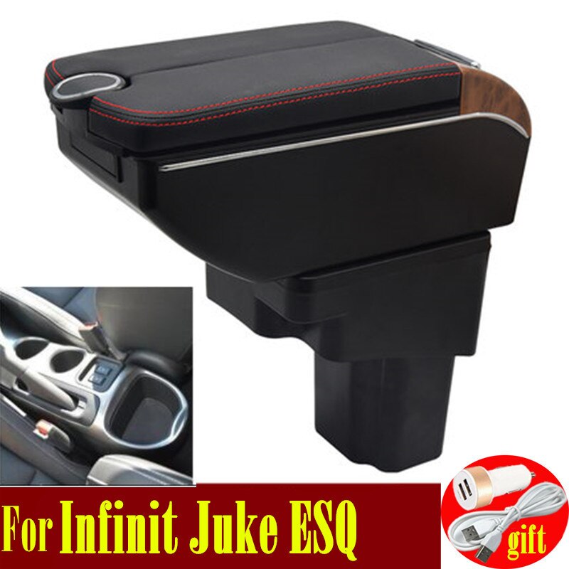 Voor Infiniti Esq Armsteun Doos Nissan Juke Armres Doos Dubbele Deuren Open 7USB Middenconsole Opbergdoos Arm Rest