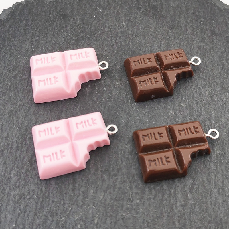 10Pcs Mini Chocolade Charms Resin Mini Gesimuleerde Voedsel Hanger Voor Vrouwen Maken Sieraden Diy Oorbellen Telefoon Case Decoratie