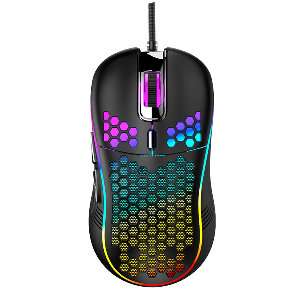 Lichtgewicht Rgb Gaming Muis 7200Dpi Honingraat Shell Muis Ergonomische Muizen Met Ultra Weave Kabel Voor Computer Gamer Pc Desktop: Black