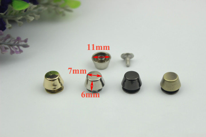 20pcs Meetee Rivets Nails for Bag Hardware Handbag Decorative Studs Button Nail Metal Buckles Clasp Snap Hook DIY Leather Craft: GunBlack / No4-10x7x6mm