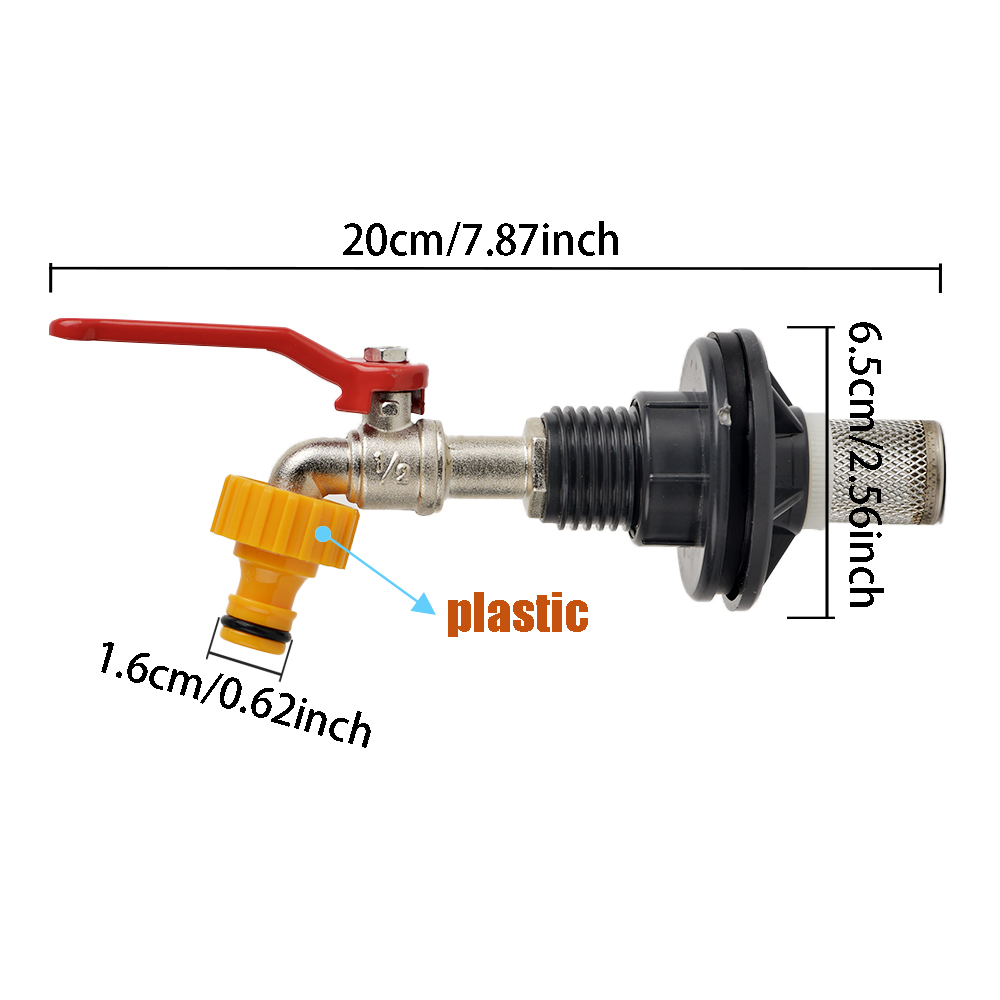 Copper Alloy Faucet with Partition Accessories, PVC Rain Barrel Spigot Kit for Aquarium and Livestock Drainage Adapter: WHITE