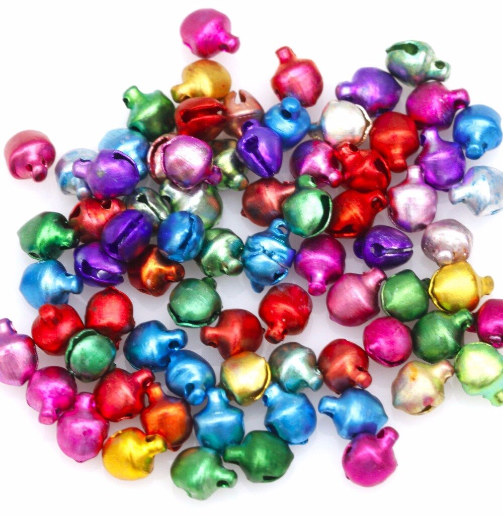 100 500 1000 stuks gemengde kleurrijke ijzeren metalen losse kralen kerst jingle bells hangers bedels voor sieraden maken doe-het-zelf decoratie