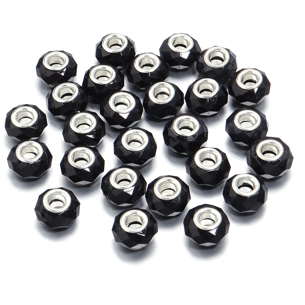 20 stuks/lot 14mm transparante, gefacetteerde harskralen met een groot gat voor het maken van sieraden, tussenkralen voor het maken van armbanden en kettingen: Wit