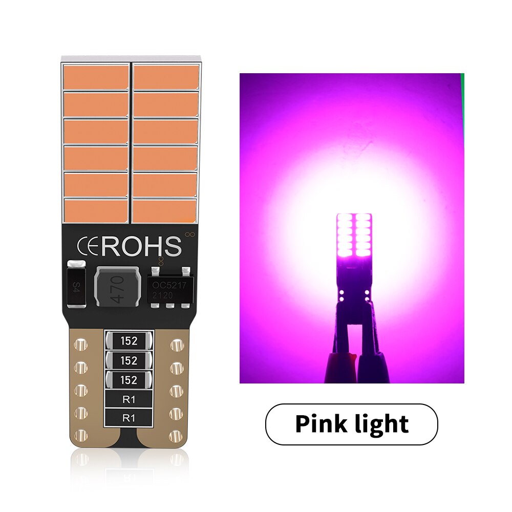 Bombillas LED Canbus T15 W16W WY16W 4014 45SMD para coche, lámpara de marcha atrás, sin Error, blanco, rojo, ámbar, 6000K, 2 uds.: Rosa