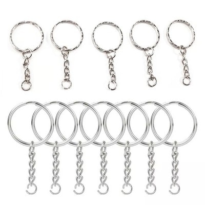 50Pcs 3CM Silver Plated Metal Blank Keyring Keychain for Split Holder Ring Keyfob Diy Resin Epoxy Mold Key Chains Accessories
