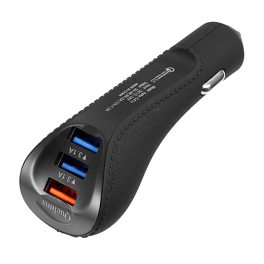 3 Port USB Car Fast Charger Car Power Universal Adapter QC3.0 Black