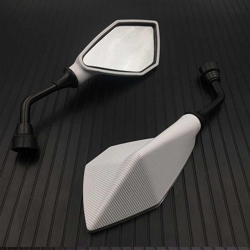 Espejo retrovisor para motocicleta, retrovisores convexos para Scooter y Motocross, electromóvil, lateral trasero, 10mm, 2 unids/par: White
