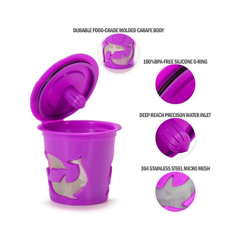 Icafilasreusable k kuppi täytettävä kapseli kahvisuodatinkotelo keurigille 2.0, k 200, k 250