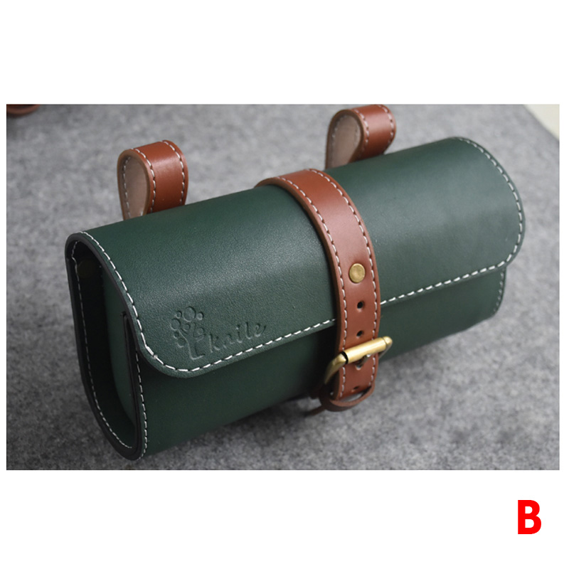 Sort brun vintage læder cykel bagsæde taske vandtæt opbevaring cykel sadeltaske cykel hale bag pose sadeltaske: B