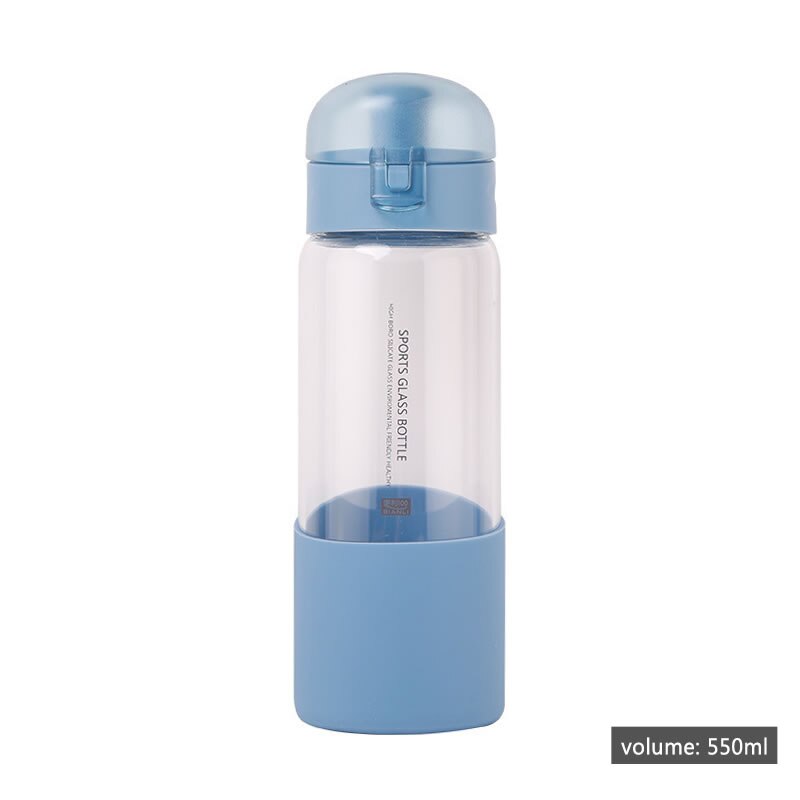 Upspirit 550ml glas vandflaske med te filter høj kapacitet drikke kedel tumbler bærbar sport protein shaker drinkware: Blå