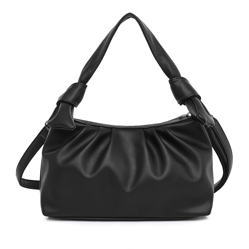 Das mulheres plissado nuvem saco do plutônio laranja vermelho branco pequenas bolsas e bolsas 2021 quente moda feminina ombro sacos axilas: Preto