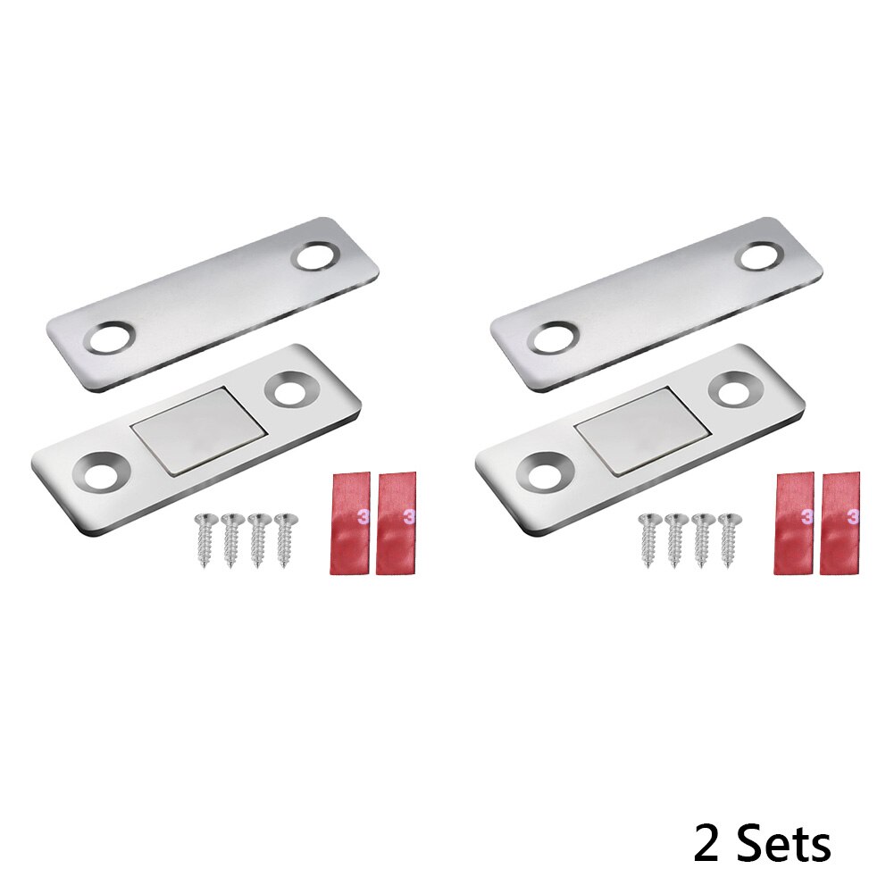 ETUUD Strong Magnetic Door Closer Cabinet Catch Latch Cupboard Thin Closures Stops Hidden With Screw Closet Furniture Hardware: 2 Pair(4Pcs)