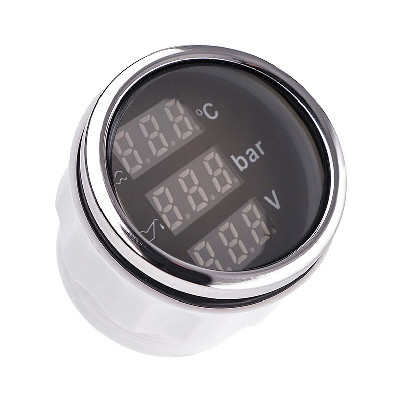 Boat Multi-Function Digital Gauge 3 in 1 Water Temp Oil Pressure Voltmeter With Alarm Red Backlight Meter For Car Boat Universal