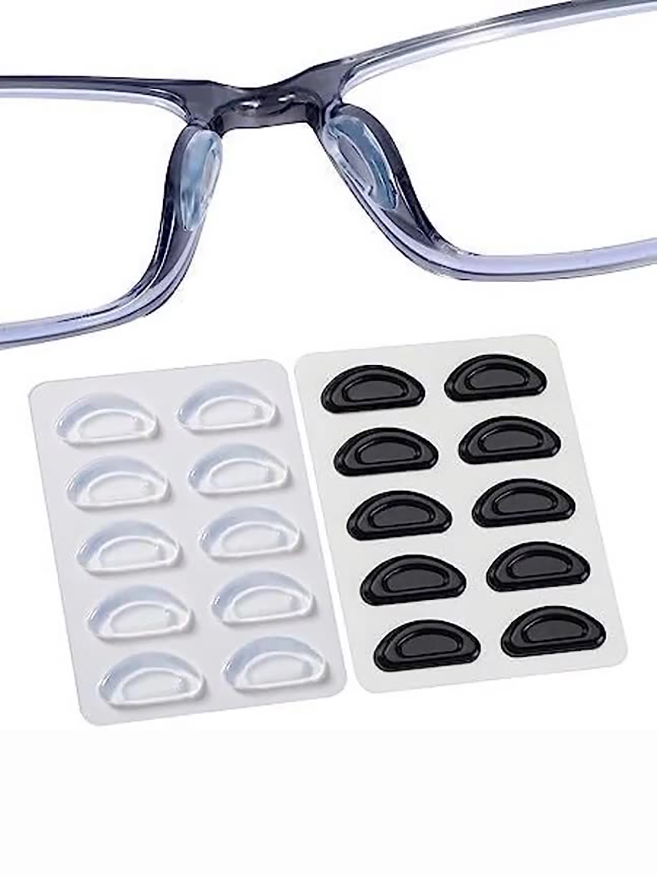 5 paar brillen antislip neuspads zachte siliconen zelfklevende bril neuspads voor plastic frame bril zonnebril (zwart/wit)