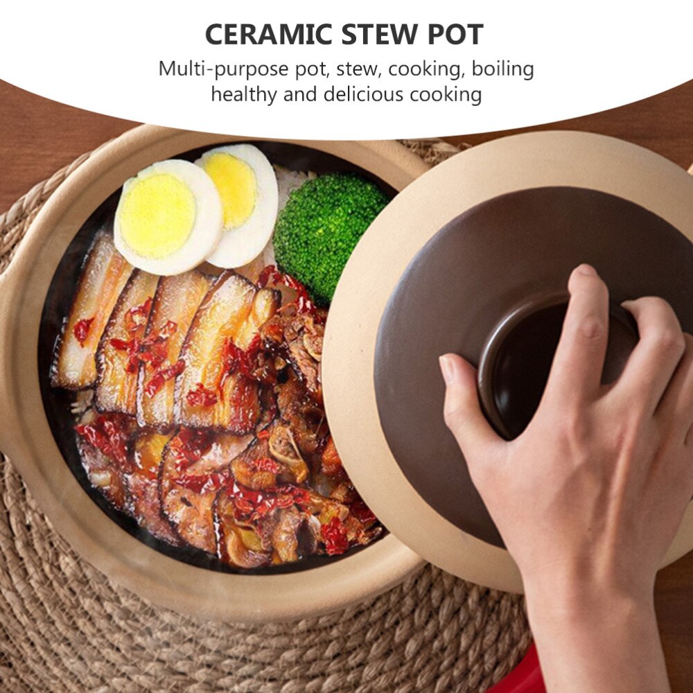 1pc 500ML Casserole Stew Pot Ceramic Cooking Pot with Lid (Assorted Color)