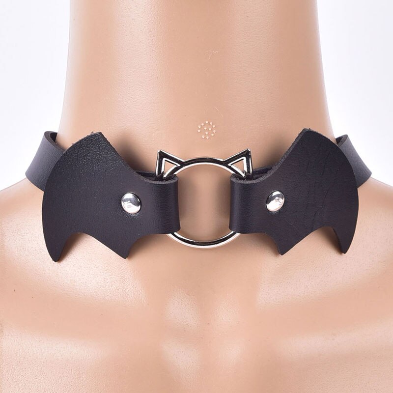 1 Pc PU Leather Choker Gothic Necklace Chain Jewely Accessories Punk Bat Collar Choker Women Necklace Sitaicery Kit