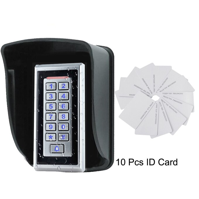 Waterproof Metal Rfid Access Control Keypad With 8000 Users+10 Key Fobs For RFID Door Access Control System: AC and Cover 10cards