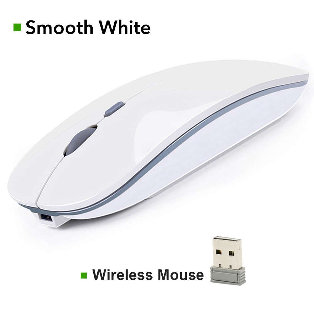 Draadloze Bluetooth Muis Draadloze Stille Computer Muis Voor Pc Laptop Mause Oplaadbare Ergonomische Muizen Optische Usb Muis: 2.4G Smooth White