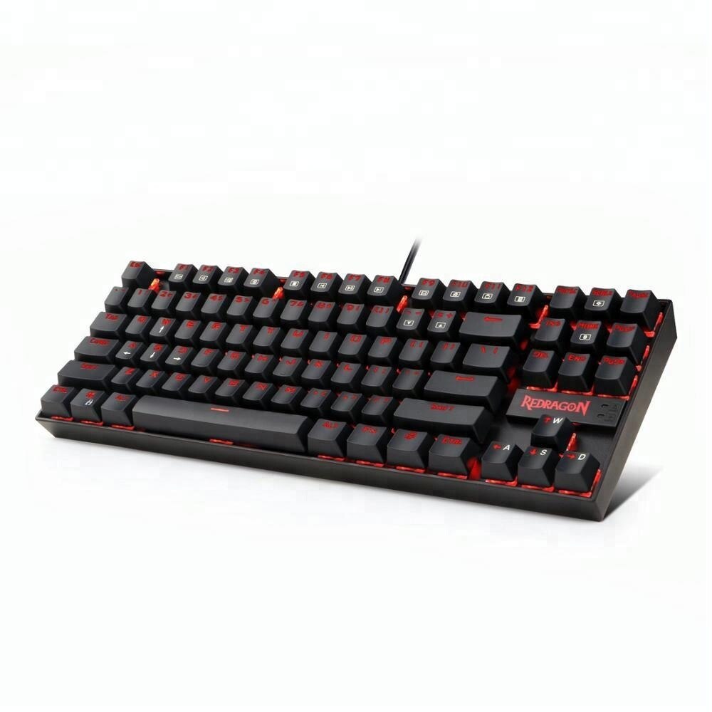 Redragon  k552 kumara mekanisk spilltastatur 87 taster rødt bakgrunnsbelyst gamer -tastatur: Rød bakgrunnsbelysning