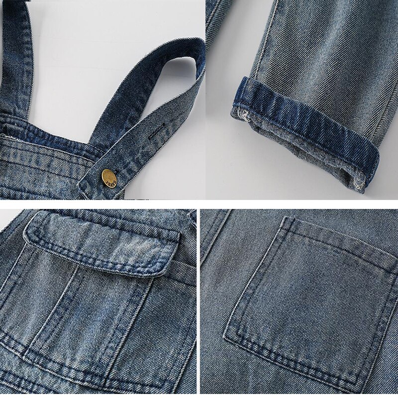 Monos de primavera para niños, Mono vaquero holgado para niñas, pantalones vaqueros para niños, ropa sólida para niñas, salopetas para estudiantes, 12, 13 y 14 años