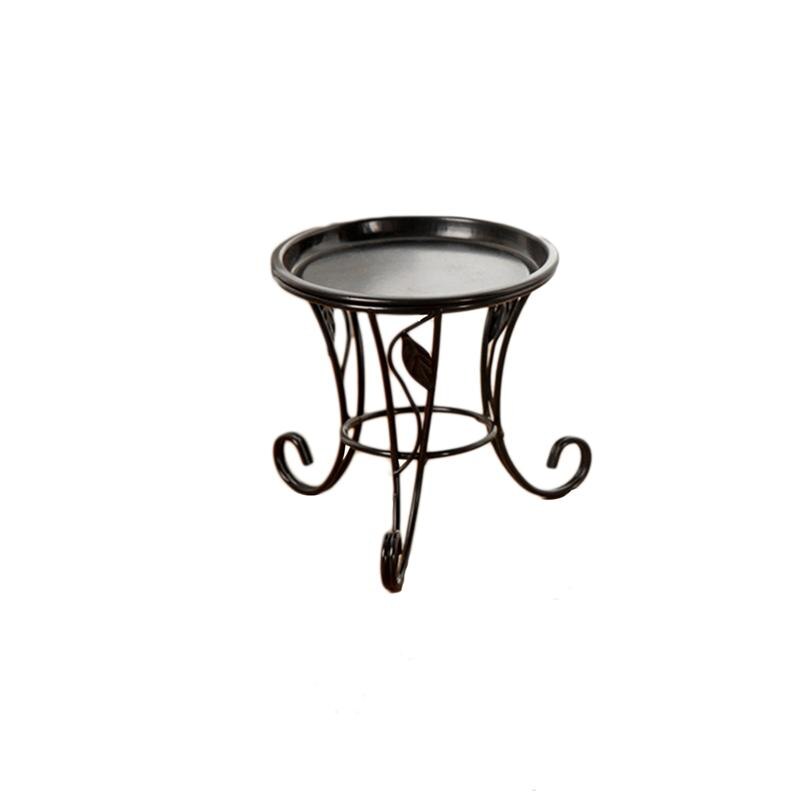 Iron Metal Mini Small Flower Plants Pot Stand For Indoor Outdoor Balcony Desk Desktop Balcony Flower Bonsai Shelf: Black