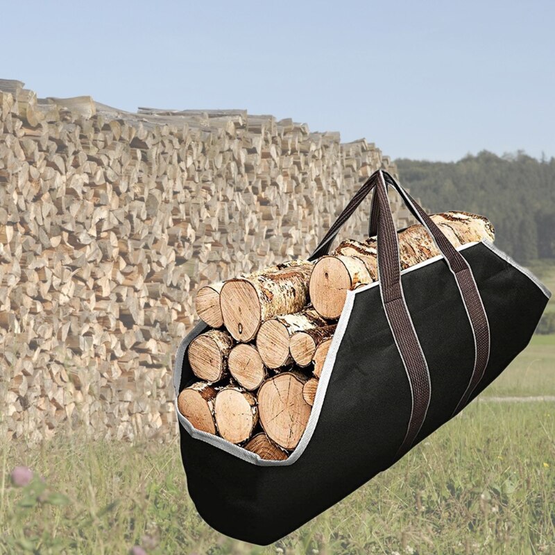 Large Canvas Firewood Carrier Log Tote Bag Indoor Fireplace Log Carrier Holders