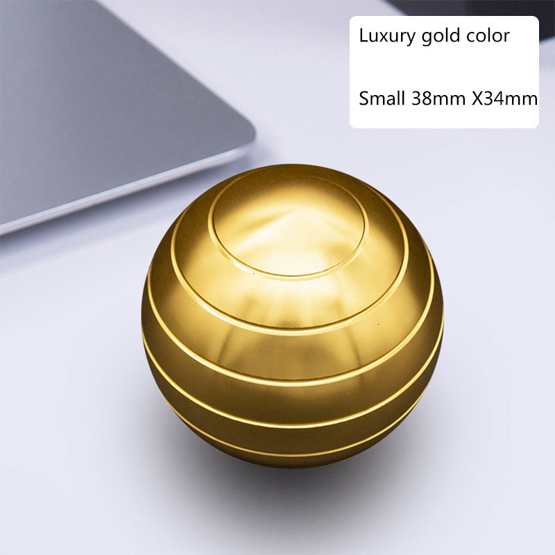 Desktop Decompression Rotating Spherical Gyroscope Desk Toy Metal Gyro Optical Illusion Flowing Finger Toy For Adult: tyrant gold small