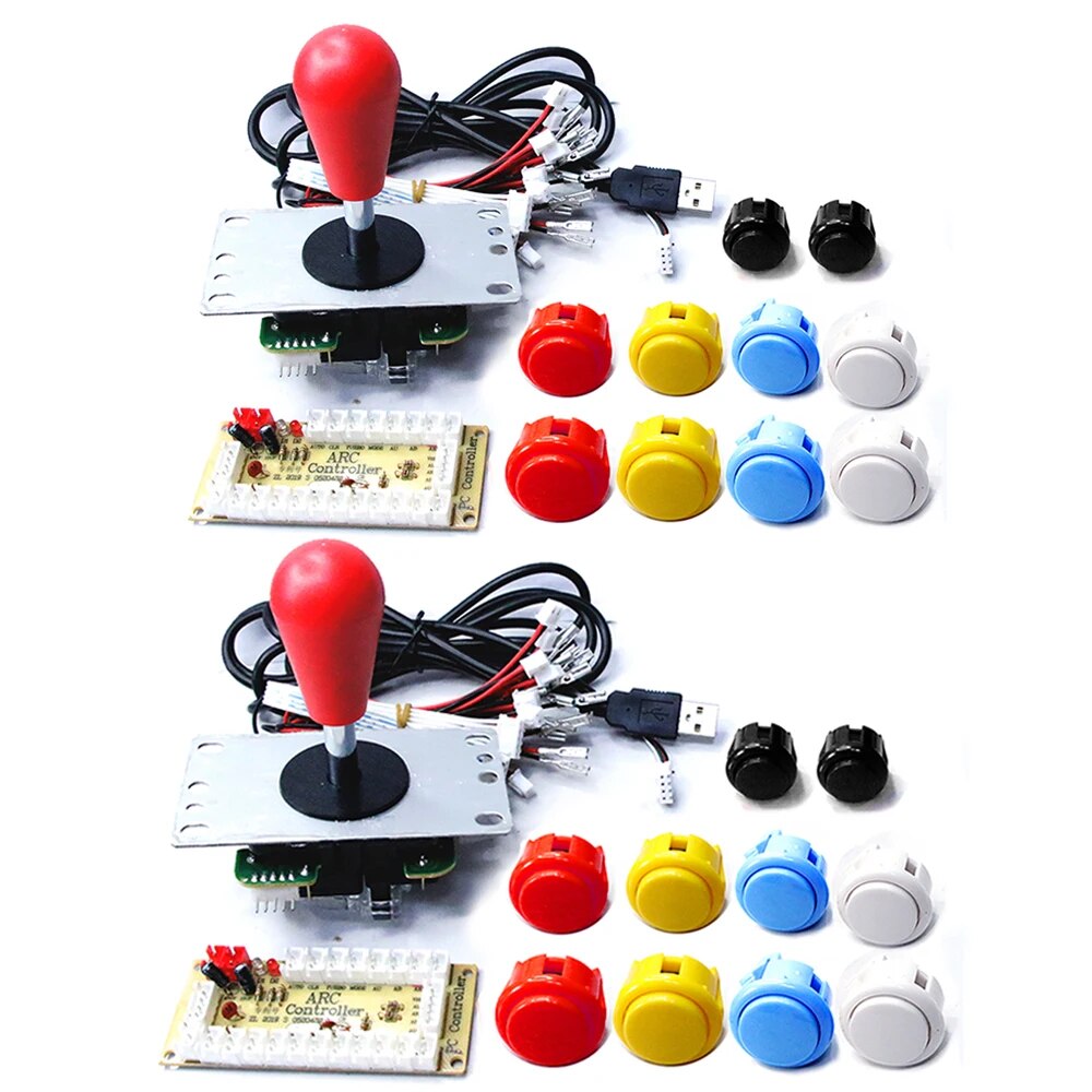Copie SANWA Machine de jeu Console d'arcade Kit de bricolage boutons poussoirs de Joystick 8 voies pour PC Raspberry Pi contrôleur de carte USB à retard zéro: Marron