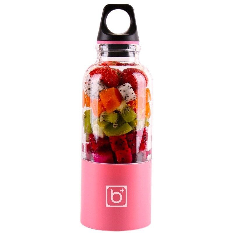 500ml 4 lama portatile frullatore spremiagrumi macchina miscelatore elettrico mini usb robot da cucina spremiagrumi frullato frullatore tazza di succo di spremiagrumi estrattore succo frullatore estrattore gelatiera: rosa