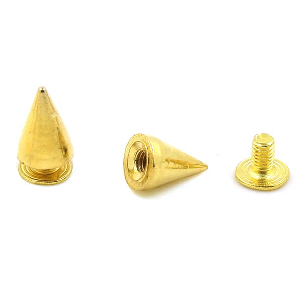 Tachuelas y pinchos de Metal de 7x10mm para ropa, zapatos, bolsos y cinturones, oro, plata, negro o bronce, remaches de cuero Punk, 100 Uds.: Gold