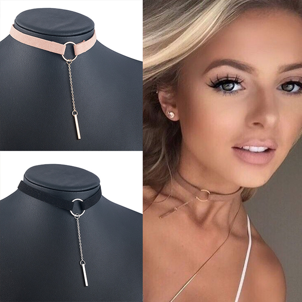 8 Stijl Riem Punk Mode Lederen Choker Ketting Goud Kleur Geometrie Met Ronde Hanger Kraag Ketting Voor Vrouwen Meisjes