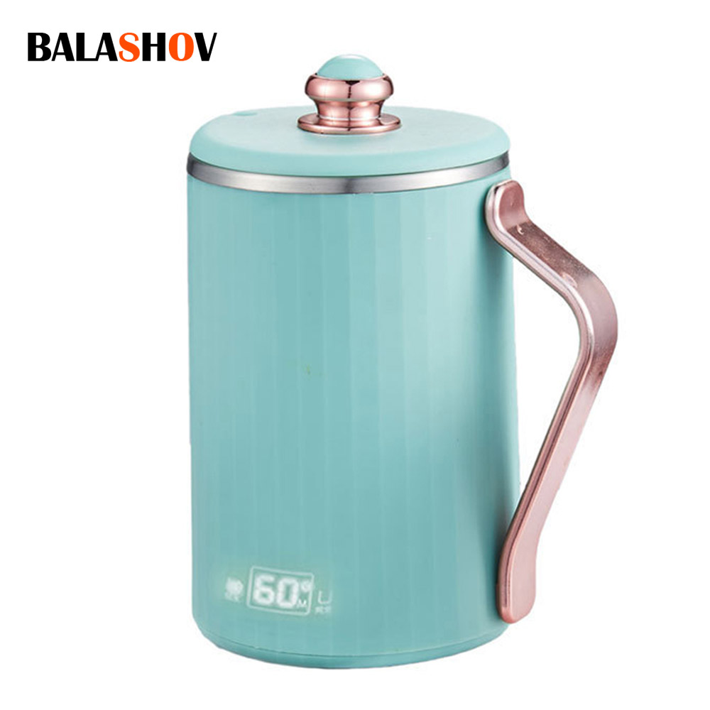 Czajnik elektryczny 220V Przenośny kubek grzewczy Termostat Termos z funkcją utrzymywania ciepła Elektryczny kubek robić duszenia Kuchenny kubek robić gotowania wody 450ML EU