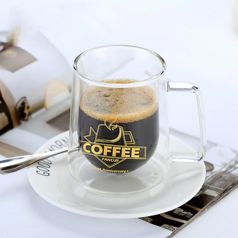 Varmebestandigt glas vandkop dobbelt lag krus med låg drik mælk kaffe juice kopper isoleret kop drikke flaske drikkevarer