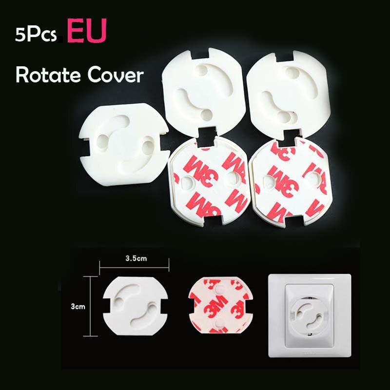 5pcs/lot Socket Protection Lock Electric Shock Hole Children Care Baby Safety Electrical Security Plastic Safe Lock Cover: 5Pcs Rotate EU Cover