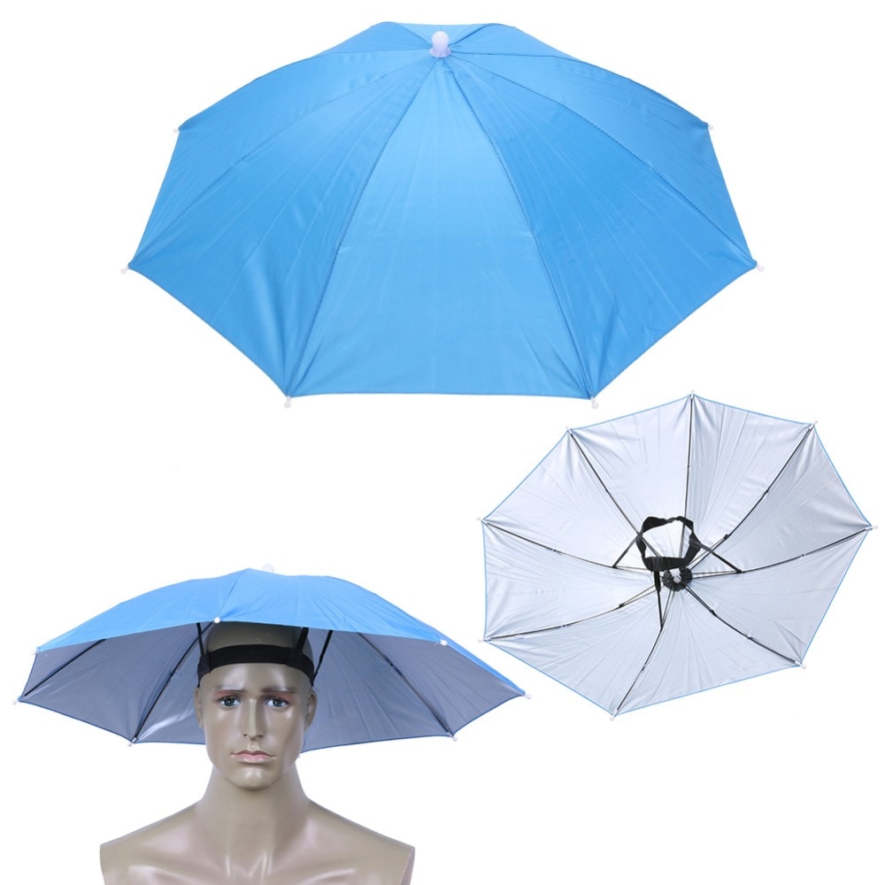 12 arten Angeln Regenschirm Hut Kappe Anti-Regen Headwear Freisprecheinrichtung Kopf Regenschirm Anti-Sonne Hut Erwachsene Liefert Cappello impermeabile